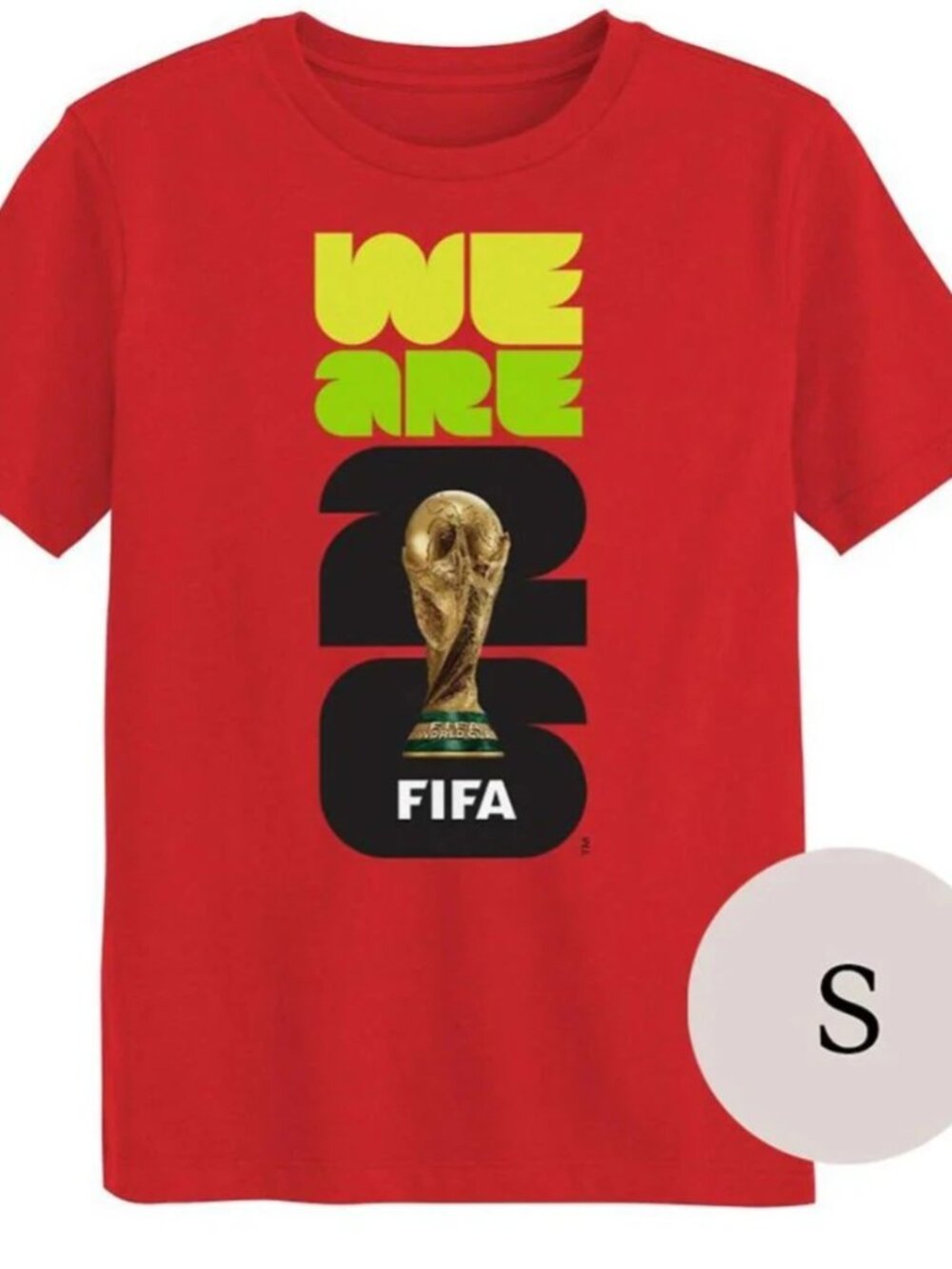 2026 FIFA Soccer World Cup Men's Trophy T-Shirt Red Size Small